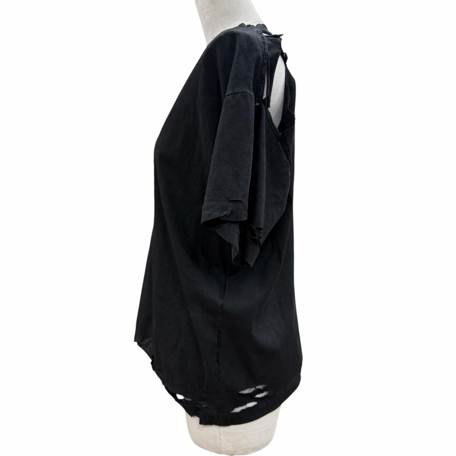 Balenciaga Cotton 100% Emo Team Logo Boxy Destroyed Short Sleeve T-Shirt Black — view 2