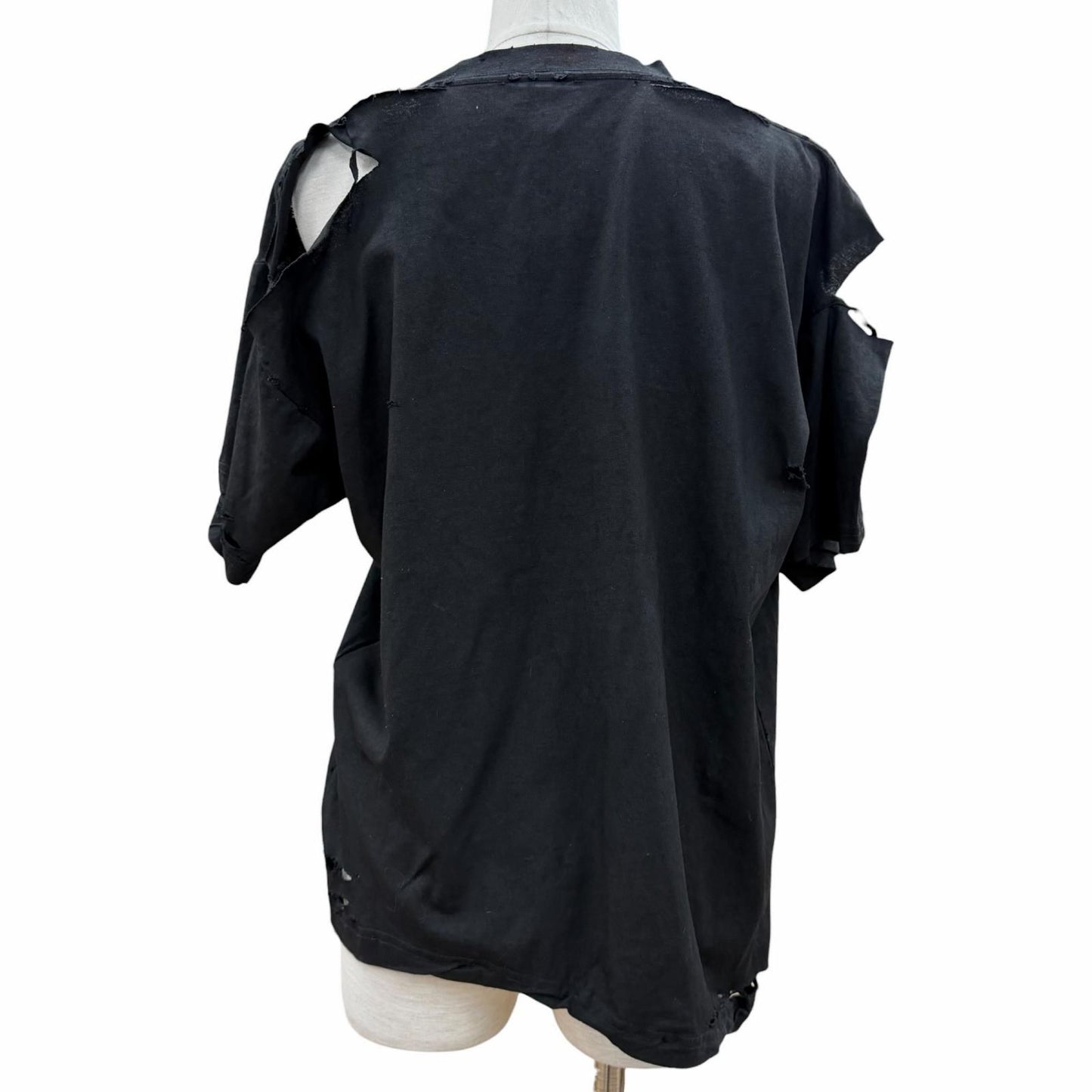 Balenciaga Cotton 100% Emo Team Logo Boxy Destroyed Short Sleeve T-Shirt Black — view 3