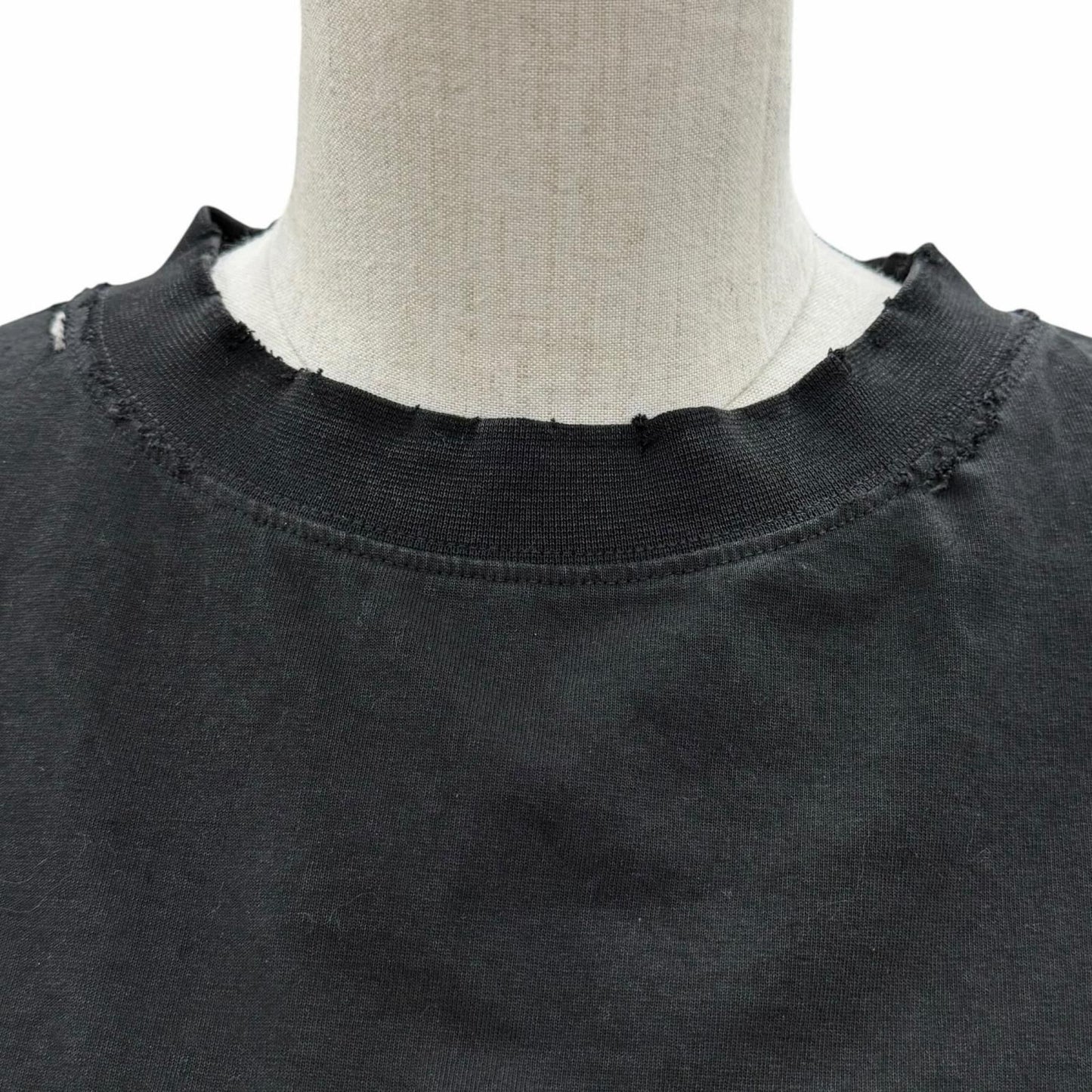 Balenciaga Cotton 100% Emo Team Logo Boxy Destroyed Short Sleeve T-Shirt Black — view 4