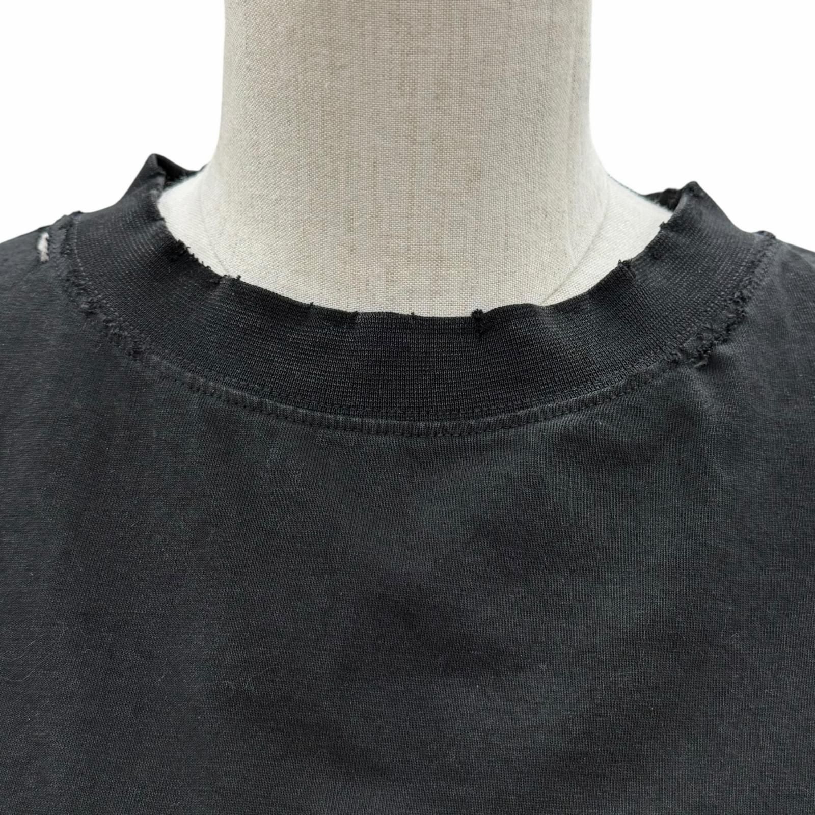 Balenciaga Cotton 100% Emo Team Logo Boxy Destroyed Short Sleeve T-Shirt Black — view 4
