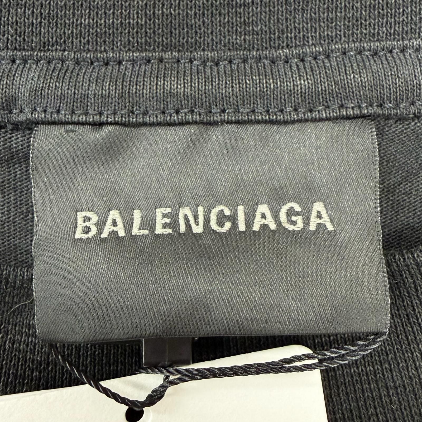 Balenciaga Cotton 100% Emo Team Logo Boxy Destroyed Short Sleeve T-Shirt Black — view 6