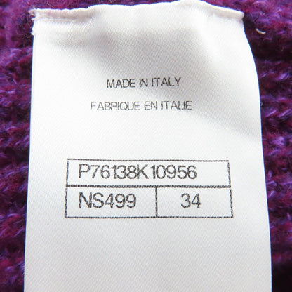 Chanel Cashmere Wool Coco Button Houndstooth Long Sleeve Knit Cardigan Purple 34 — view 7