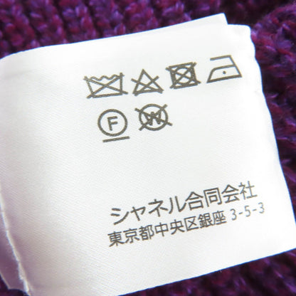 Chanel Cashmere Wool Coco Button Houndstooth Long Sleeve Knit Cardigan Purple 34 — view 9