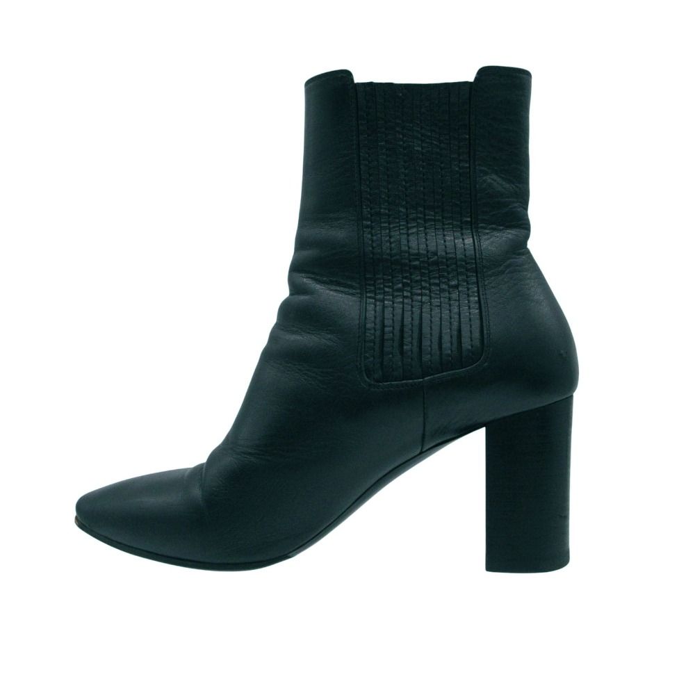 Saint Laurent Paris Boots Leather High Heels Chelsea Side Gore Shoes Black