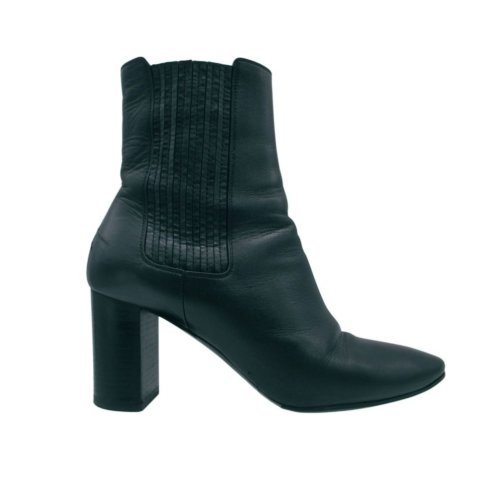 Saint Laurent Paris Boots Leather High Heels Chelsea Side Gore Shoes Black — view 2