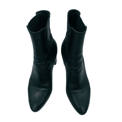 Saint Laurent Paris Boots Leather High Heels Chelsea Side Gore Shoes Black — view 5