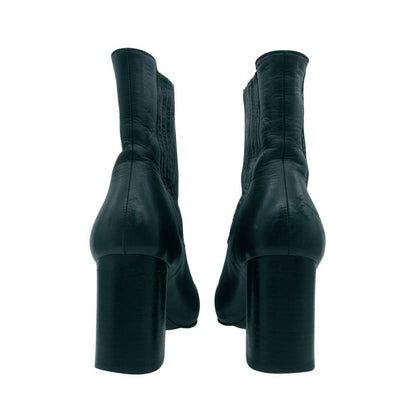 Saint Laurent Paris Boots Leather High Heels Chelsea Side Gore Shoes Black — view 4