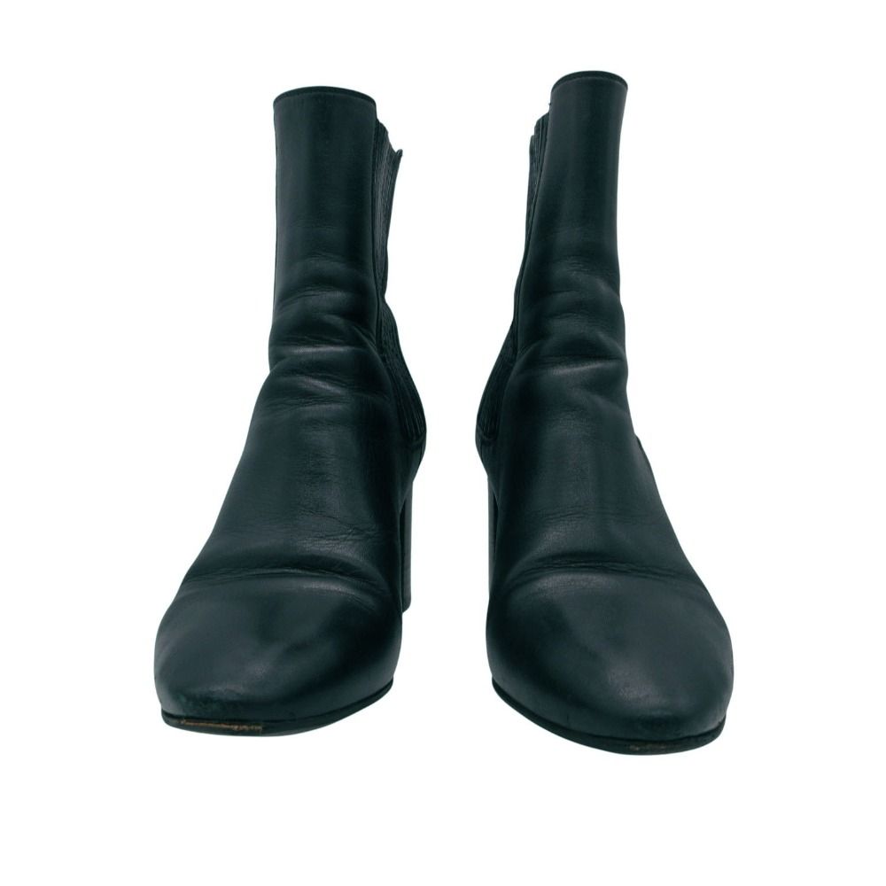 Saint Laurent Paris Boots Leather High Heels Chelsea Side Gore Shoes Black — view 3