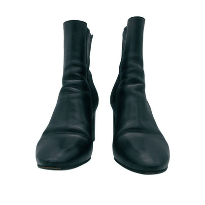 Saint Laurent Paris Boots Leather High Heels Chelsea Side Gore Shoes Black — view 3