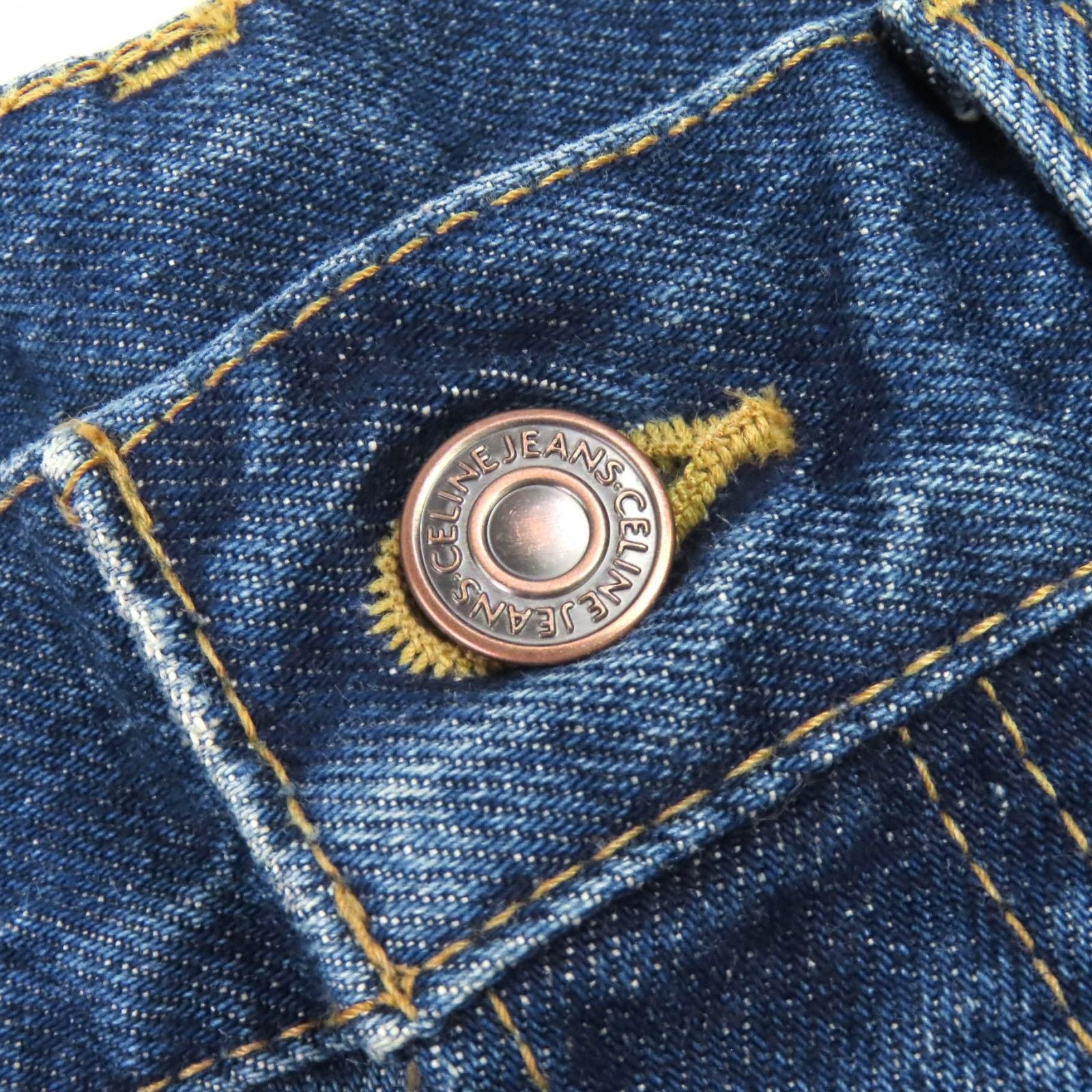 Celine Cotton 100% Washed Button Fly Denim Pants Indigo Blue 31 — view 7