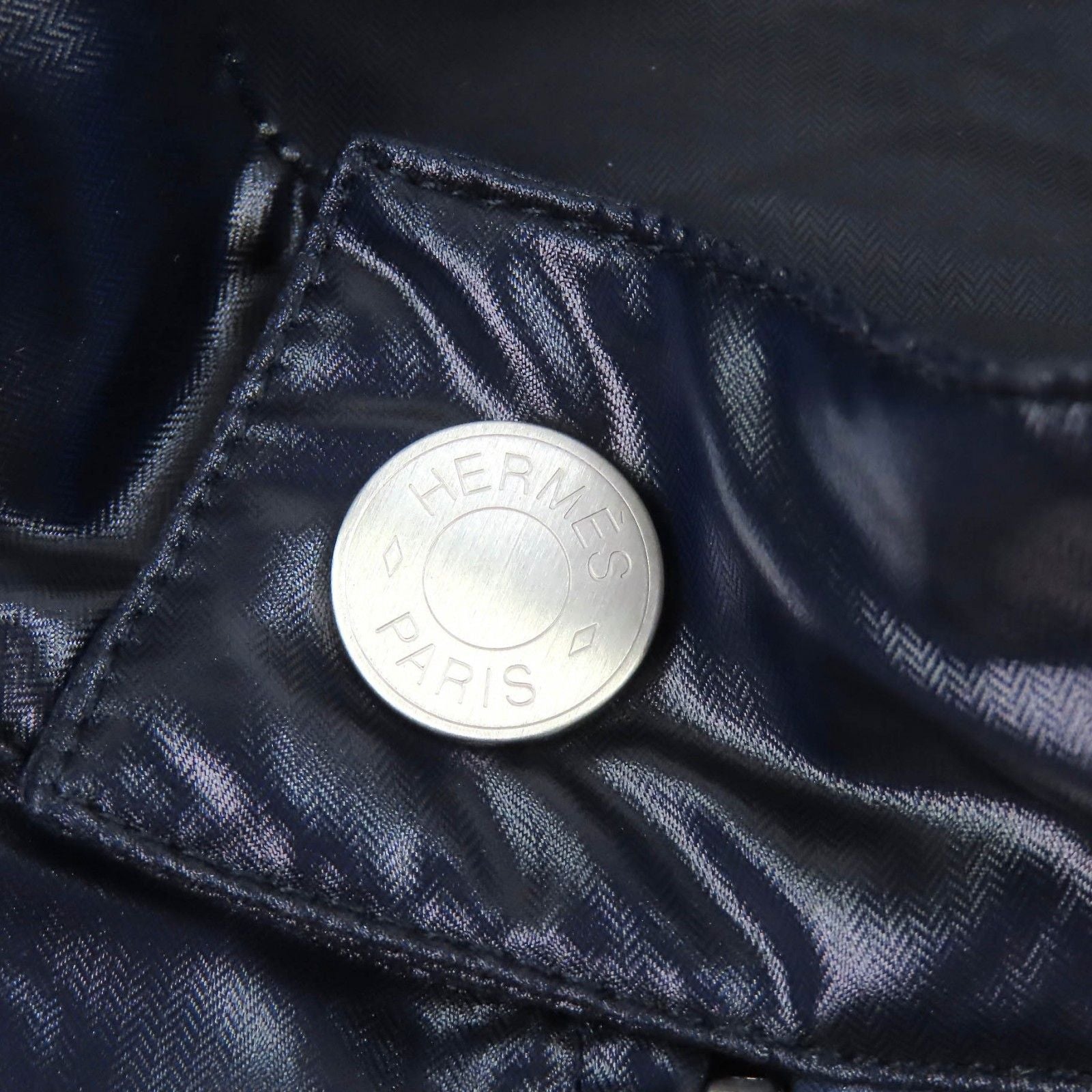 Hermes Series Button Partial Allover Pattern Track Jacket Nylon Navy 46 — view 5