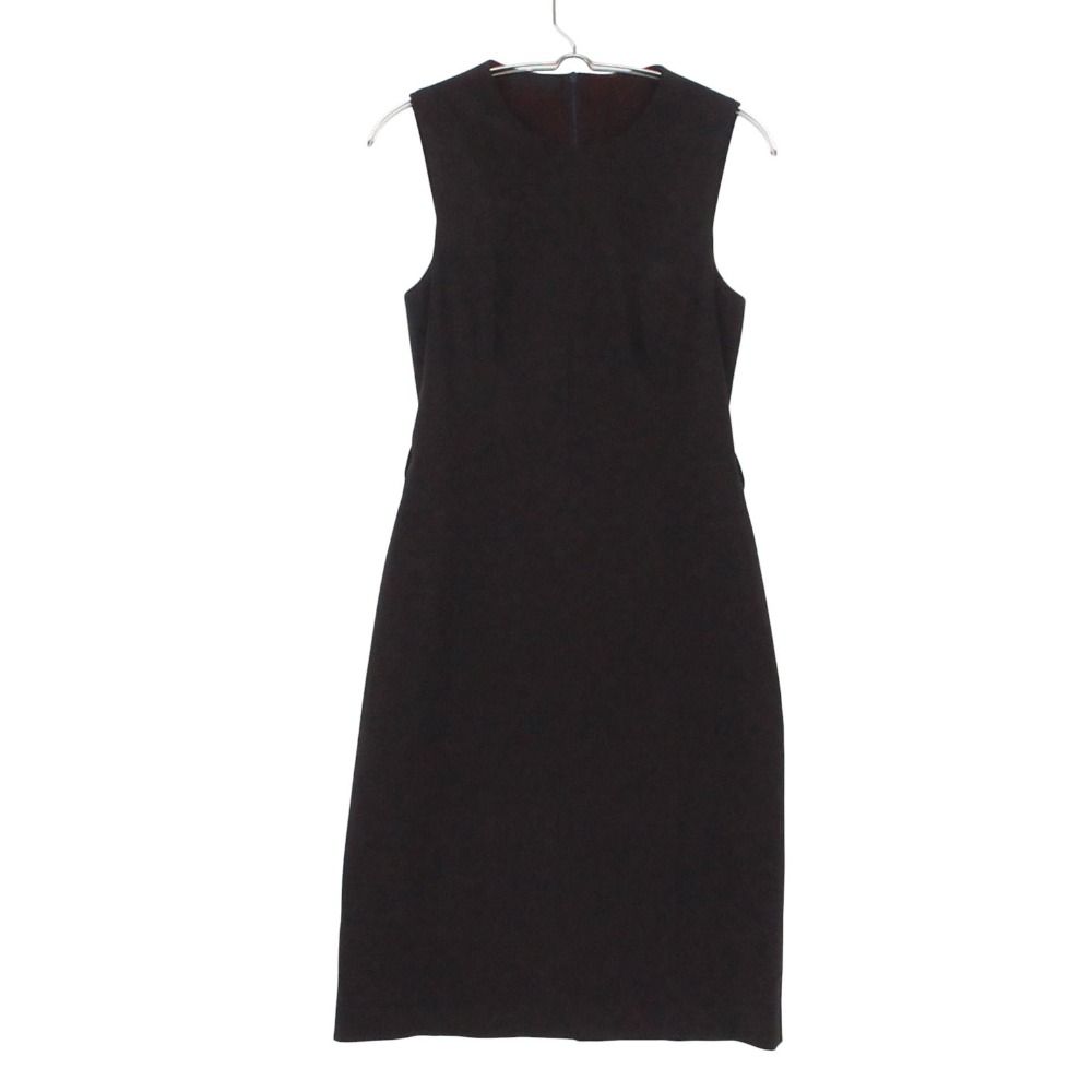 Prada Dress Stretch Sleeveless Half Knee Length Crew Neck Brown