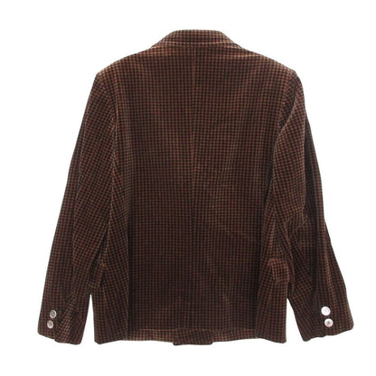 Celine Tailored Jacket Velour Houndstooth Double Breasted Blazer Brown — view 2