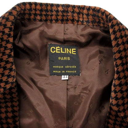 Celine Tailored Jacket Velour Houndstooth Double Breasted Blazer Brown — view 6