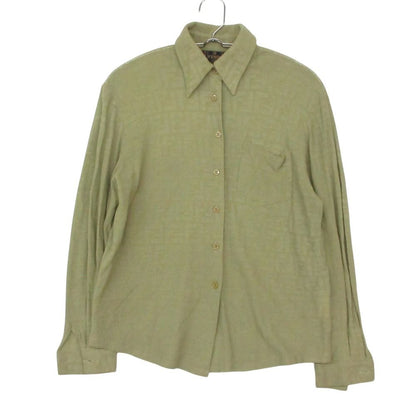 Fendi Long Sleeve Shirt Zucca Pattern All Over Stretch Blouse Top Light Green