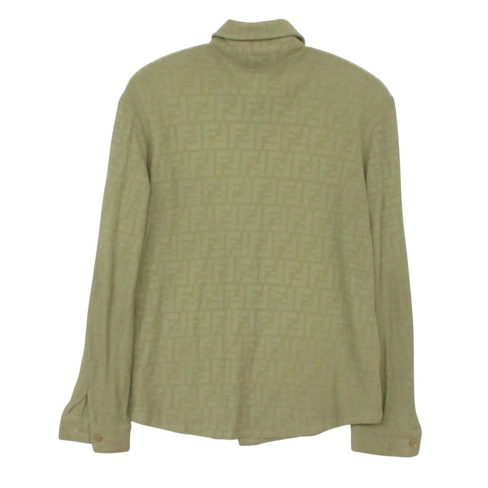 Fendi Long Sleeve Shirt Zucca Pattern All Over Stretch Blouse Top Light Green — view 2