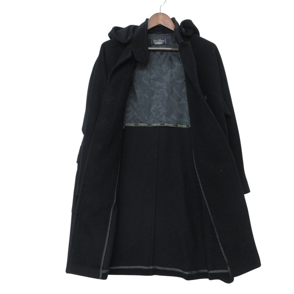 Max Mara Weekend Line Light Coat Melton Wool Hooded Jacket Navy — view 3