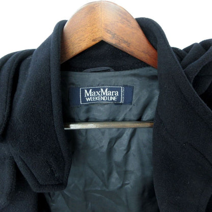 Max Mara Weekend Line Light Coat Melton Wool Hooded Jacket Navy — view 4