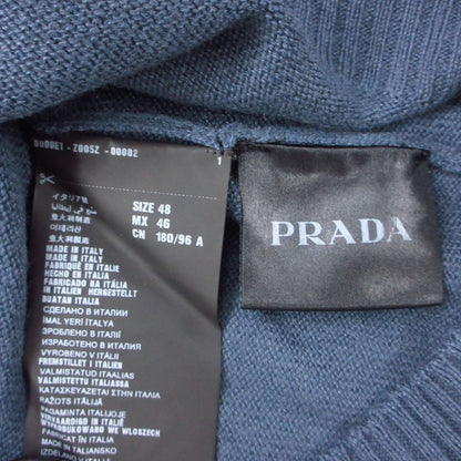 Prada Cashmere Knit Sweater Long Sleeve Crew Neck Pullover Top Navy 48 — view 6
