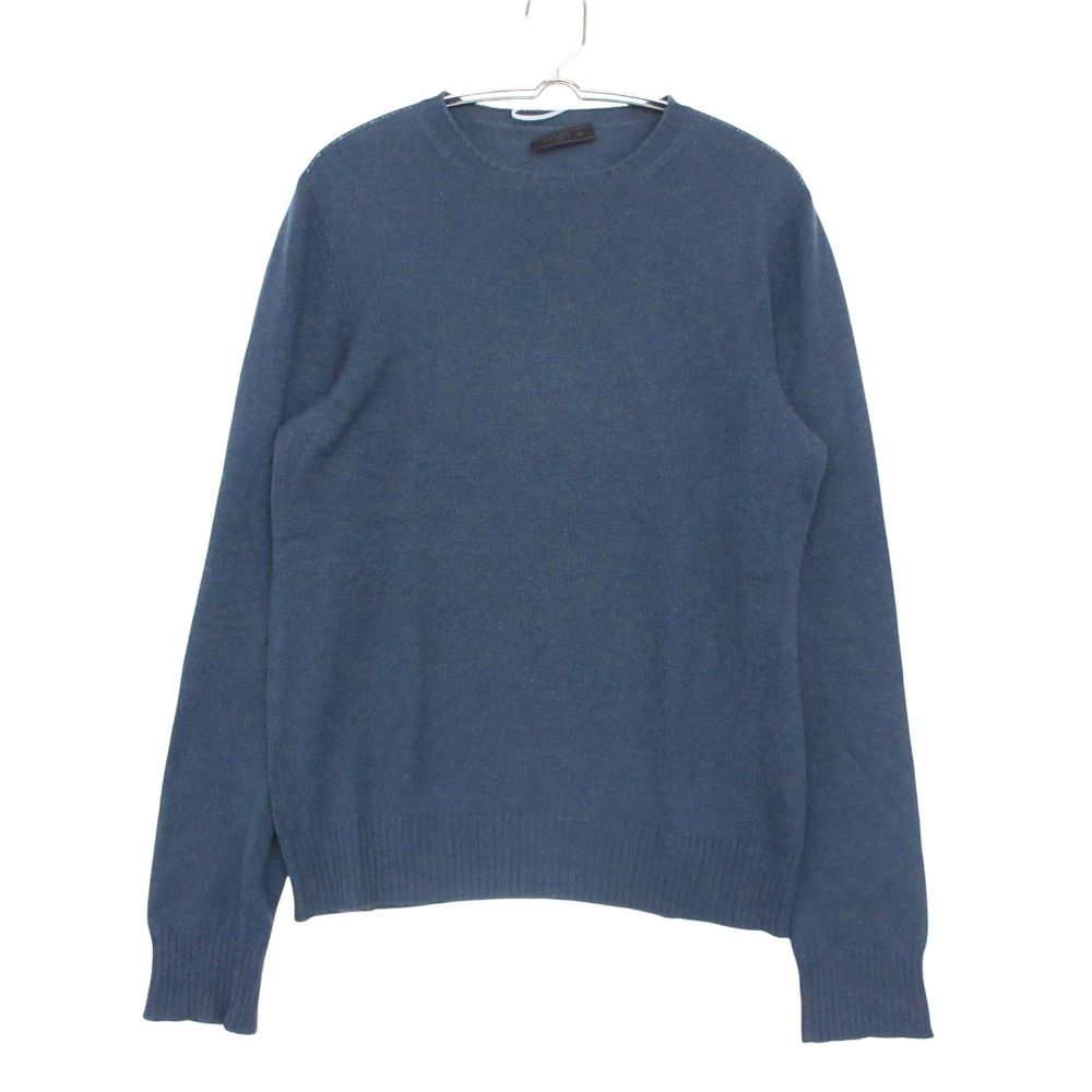 Prada Cashmere Knit Sweater Long Sleeve Crew Neck Pullover Top Navy 48