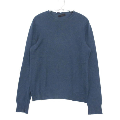Prada Cashmere Knit Sweater Long Sleeve Crew Neck Pullover Top Navy 48