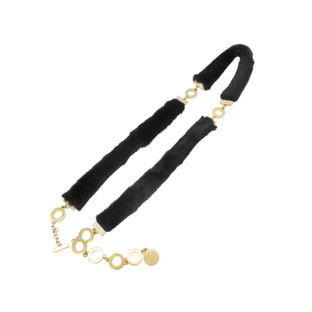 Bvlgari Belt First Stone Logo Chain Fur Black