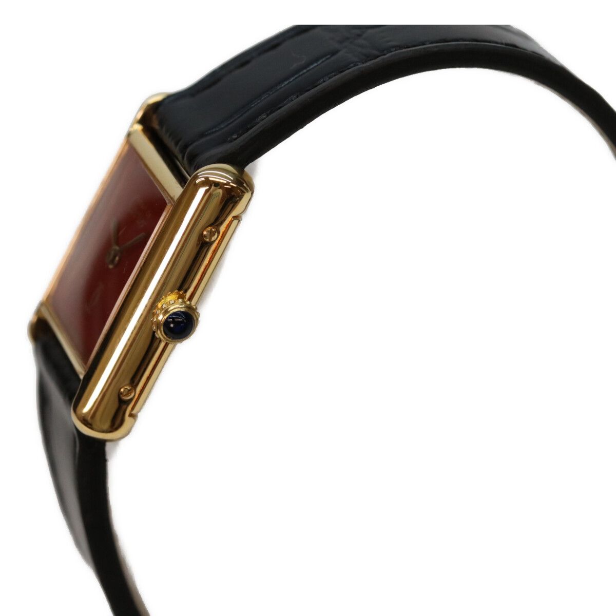 Cartier 925 Must Tank Vermeil SM Bordeaux Dial Manual Winding Leather Watch — view 2