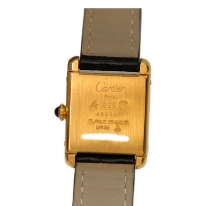 Cartier 925 Must Tank Vermeil SM Bordeaux Dial Manual Winding Leather Watch — view 6