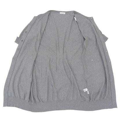Brunello Cucinelli Long Length Cardigan Cotton Top Gray — view 3