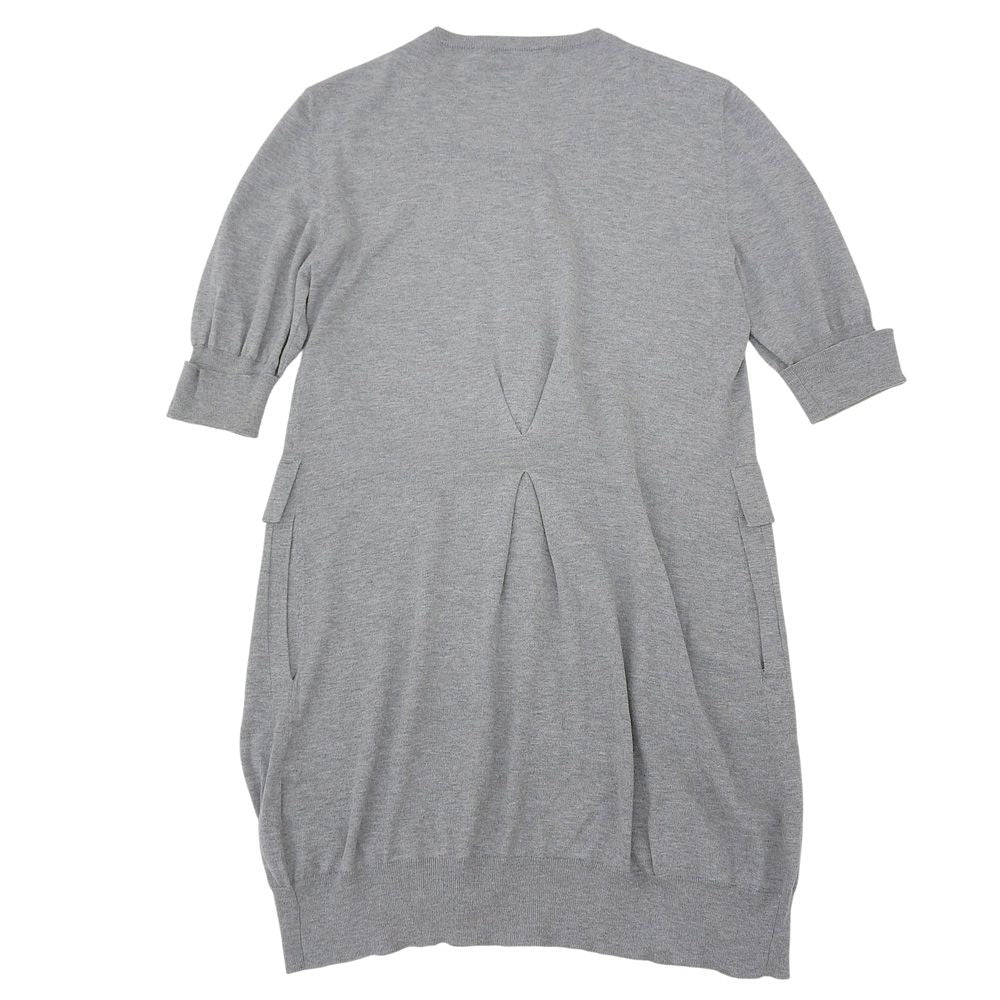 Brunello Cucinelli Long Length Cardigan Cotton Top Gray — view 2