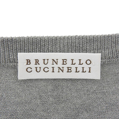 Brunello Cucinelli Long Length Cardigan Cotton Top Gray — view 4