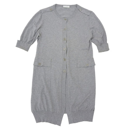 Brunello Cucinelli Long Length Cardigan Cotton Top Gray