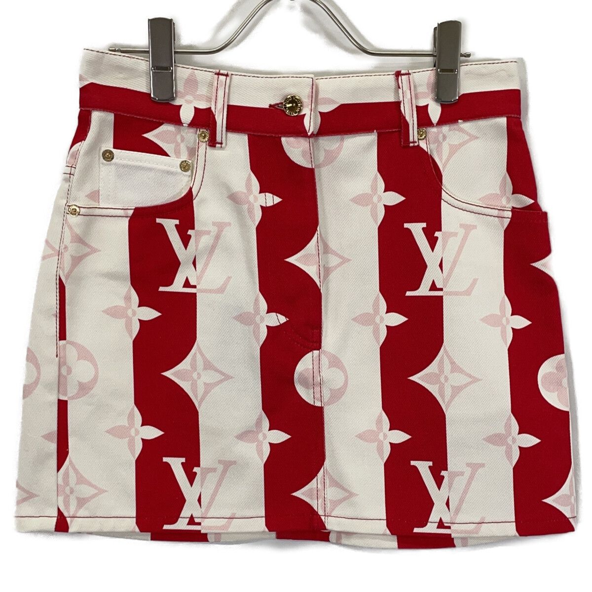 Louis Vuitton Monogram Flower Denim Mini Skirt 34