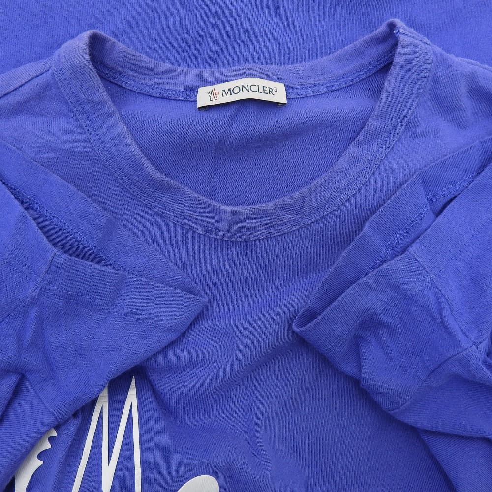 Moncler Logo Patch Short Sleeve T-Shirt Top Blue — view 5