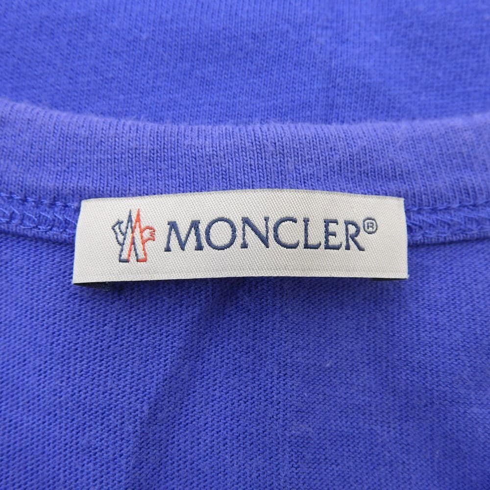Moncler Logo Patch Short Sleeve T-Shirt Top Blue — view 3