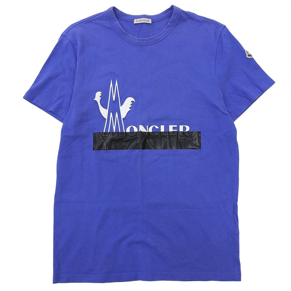Moncler Logo Patch Short Sleeve T-Shirt Top Blue