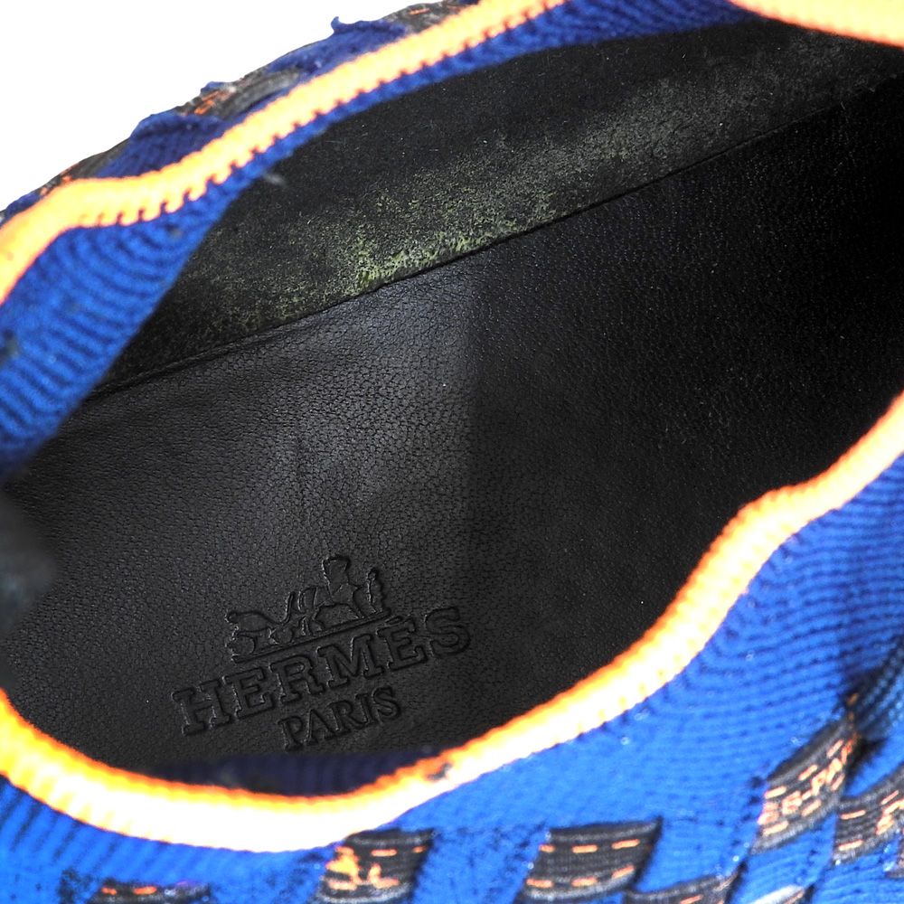 Hermes Volduc Tresse Flex Knit Sneakers Shoes Navy Orange Actual — view 6