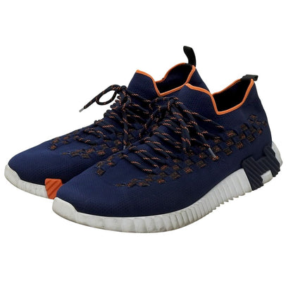 Hermes Volduc Tresse Flex Knit Sneakers Shoes Navy Orange Actual