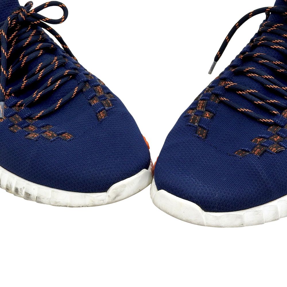 Hermes Volduc Tresse Flex Knit Sneakers Shoes Navy Orange Actual — view 3