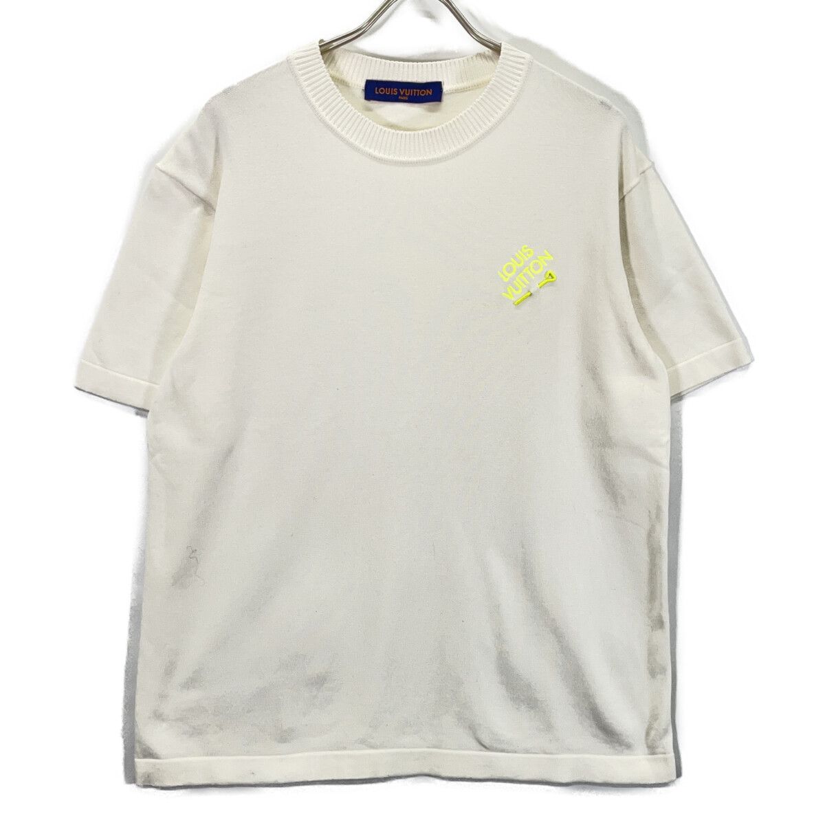 Louis Vuitton White Hook Detail Signature Short Sleeve Knit Unknown Sweater