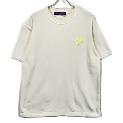 Louis Vuitton White Hook Detail Signature Short Sleeve Knit Unknown Sweater
