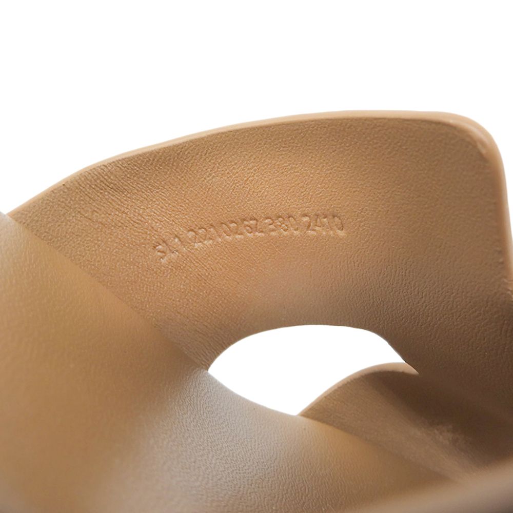 Hermes Ezu Leather Cutout Cork Platform Sandals Natural — view 6