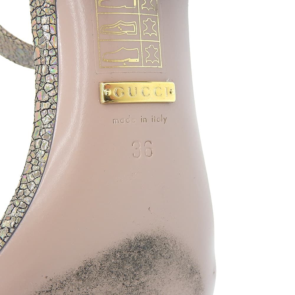 Gucci Lame Horsebit Liliane Ankle Strap Sandals Shoes Silver — view 6