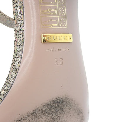 Gucci Lame Horsebit Liliane Ankle Strap Sandals Shoes Silver — view 6