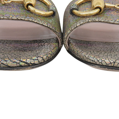 Gucci Lame Horsebit Liliane Ankle Strap Sandals Shoes Silver — view 5