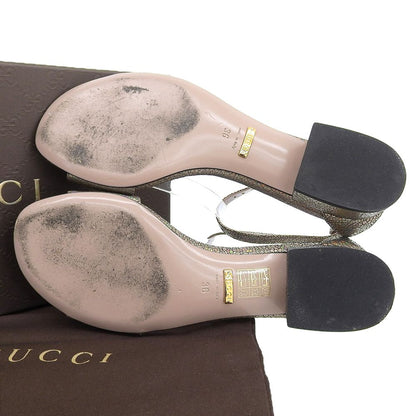 Gucci Lame Horsebit Liliane Ankle Strap Sandals Shoes Silver — view 2
