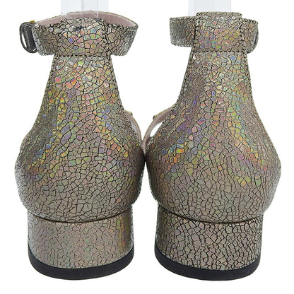 Gucci Lame Horsebit Liliane Ankle Strap Sandals Shoes Silver — view 3