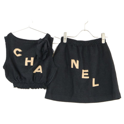 Chanel Logo Knit Crop Top Skirt 38