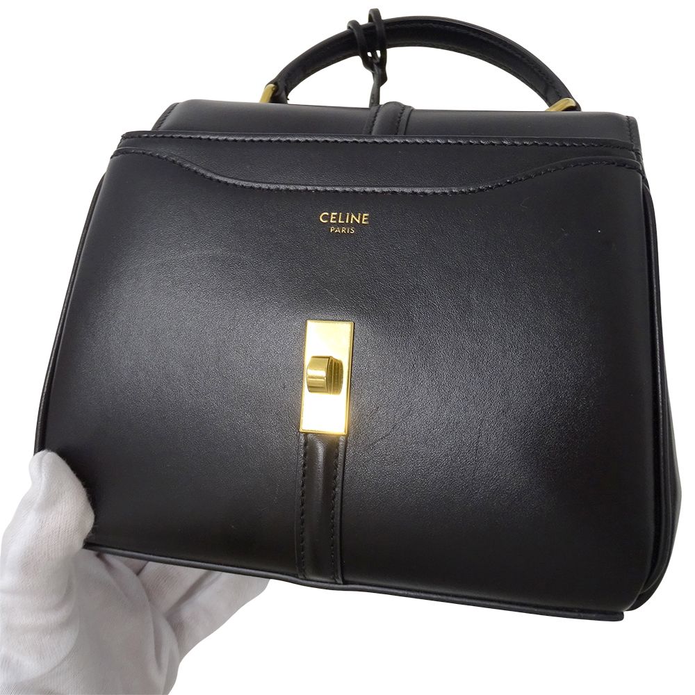 Celine 2-Way Shoulder Bag Mini 16 Seize Leather Black Small — view 8