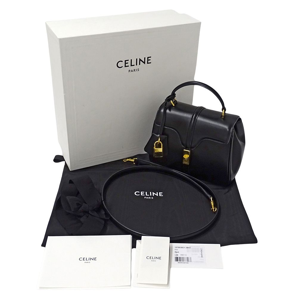 Celine 2-Way Shoulder Bag Mini 16 Seize Leather Black Small — view 7